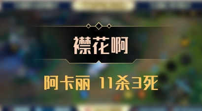 【襟花啊】阿卡丽 11杀3死