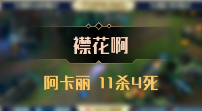 【襟花啊】阿卡丽 11杀4死
