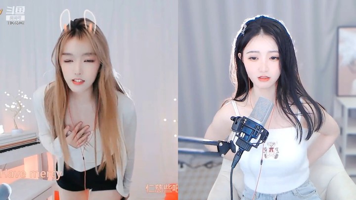 美女小姐姐直播连麦，一直压着对面打，大哥给力啊