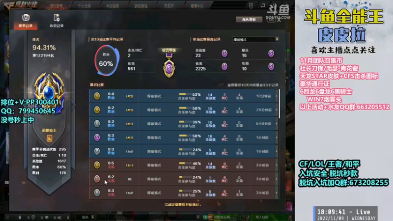 【2022-11-09 18点场】皮皮拉3004O1：皮皮拉:赛季十五号结束！