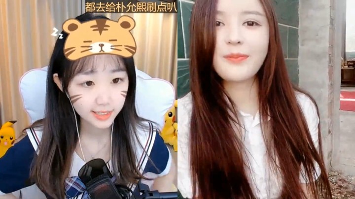 美女橙子直播连麦，大家说对面小姐姐像小学生，好可爱啊