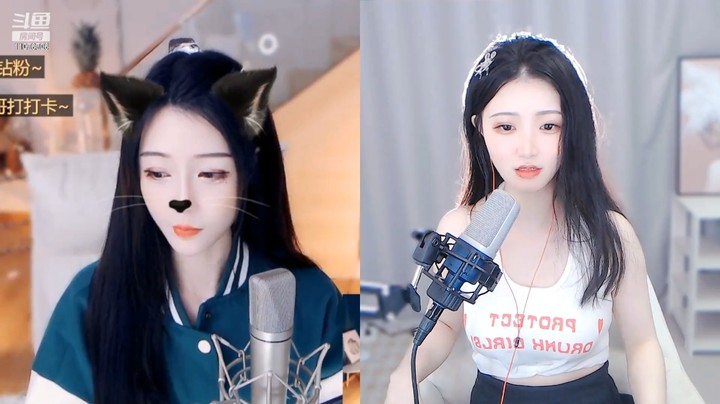 小姐姐直播连麦，好可爱，笑起来好看