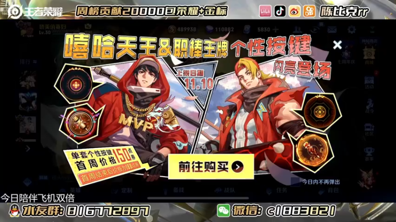 【2022-11-10 19点场】陈比克rr：本月任务：拿下镜，妲己双国标