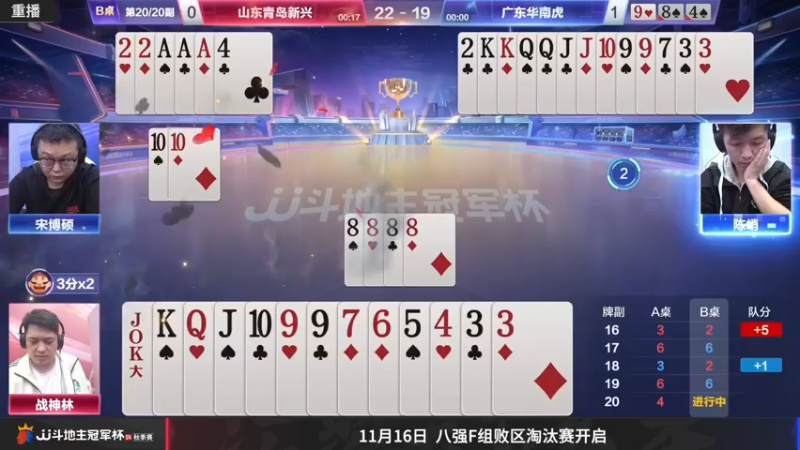 【2022-11-13 15点场】JJ斗地主官方：【预告】11月14日，F组揭幕战