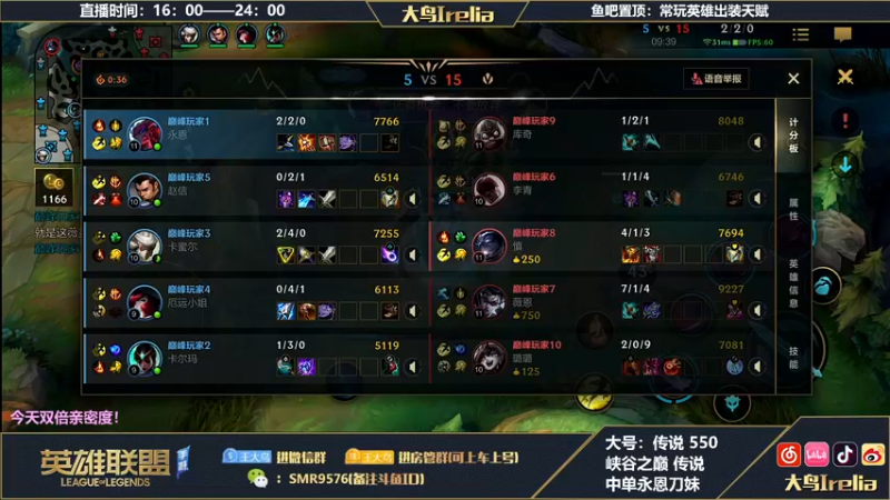 【2022-11-12 22点场】大鸟Irelia：大鸟：最强永恩刀妹
