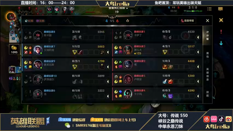 【2022-11-15 20点场】大鸟Irelia：大鸟：高分传说局中单专场