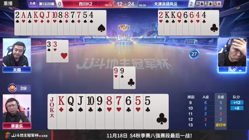 【2022-11-18 03点场】JJ斗地主官方：【预告】11月18日，八强赛段最后一战！