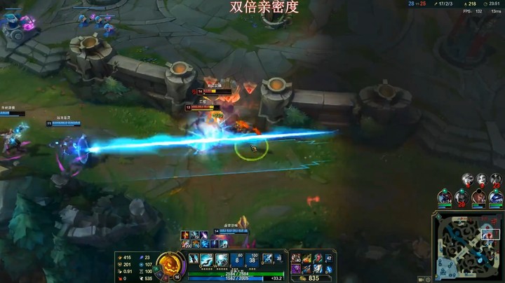 人马在高地塔下击杀盲僧，最后想一打三被杀