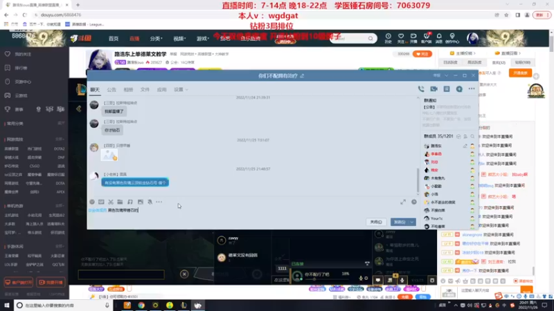 【2022-11-26 20点场】路浩东ouo：路浩东上单德莱文教学