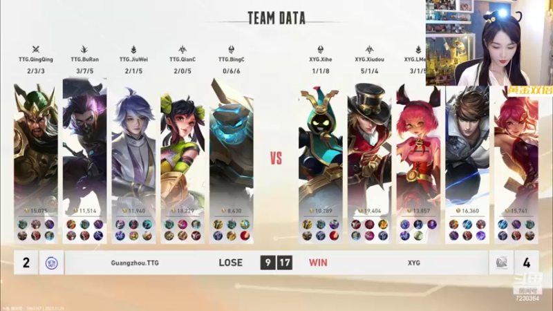 【2022-11-26 22点场】解说小鹿呀：双倍：TTG vs XYG