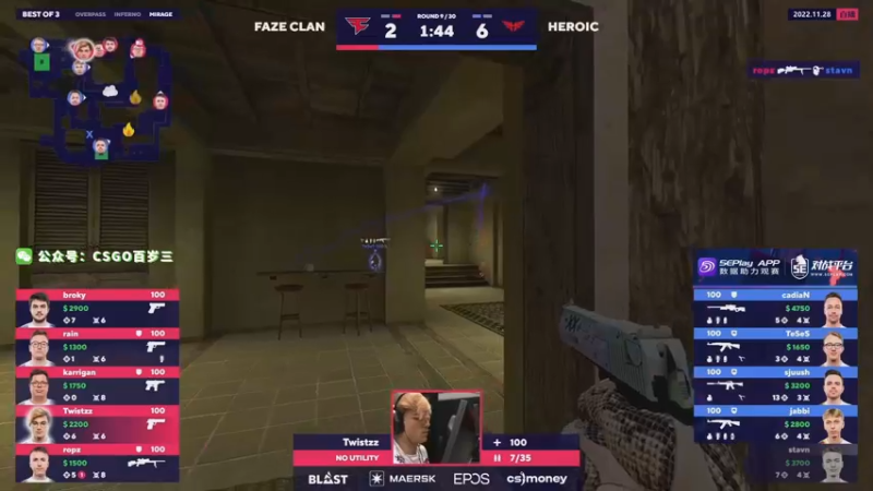 【2022-11-28 04点场】CSGO百岁三：双倍 决赛 Heroic vs Faze