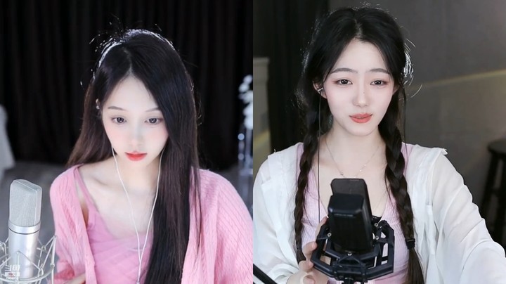 两个美女小姐姐穿粉色衣服真好看，很淑女啊