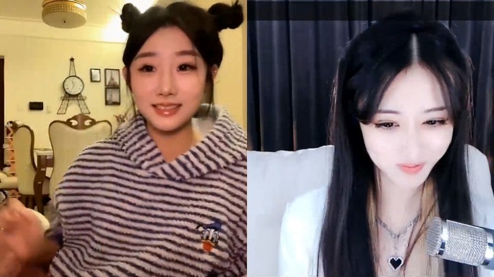百百和美女小姐姐直播连麦，对面说你妈好漂亮啊