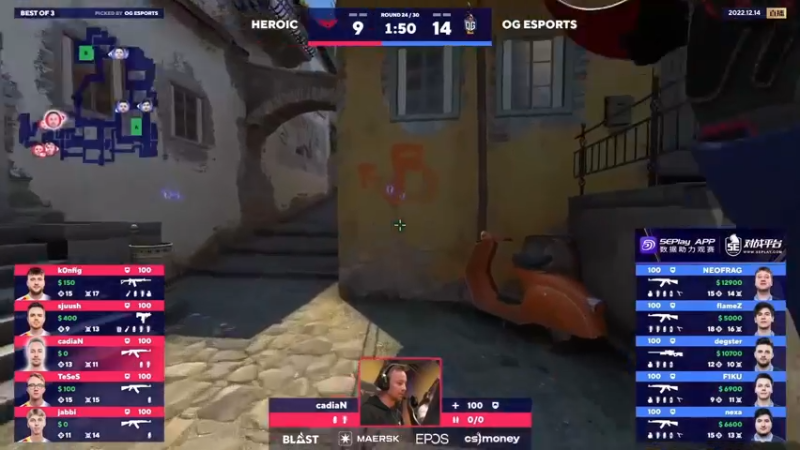 【2022-12-14 23点场】CSGO百岁三：双倍卡 OG vs Heroic