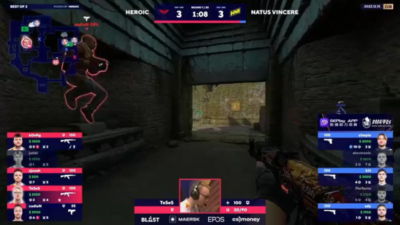 【2022-12-15 21点场】CSGO百岁三：双倍卡 NAVI vs Heroic