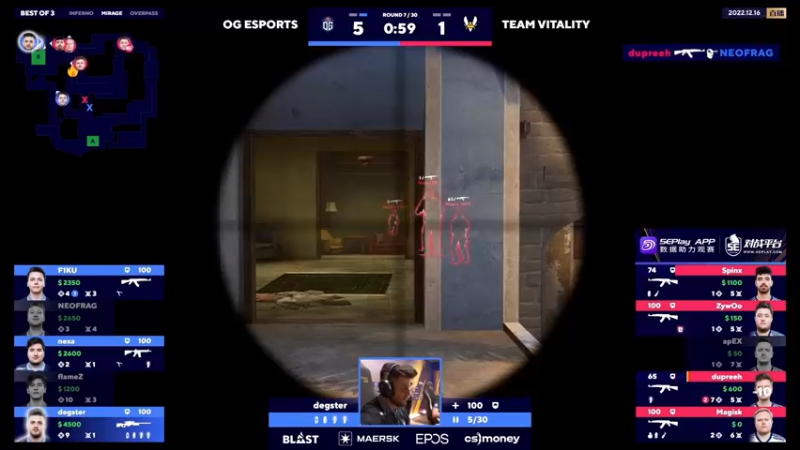 【2022-12-16 01点场】CSGO百岁三：双倍卡 OG vs Vitality