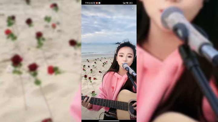 美女小姐姐在海边唱歌真好听，好美啊