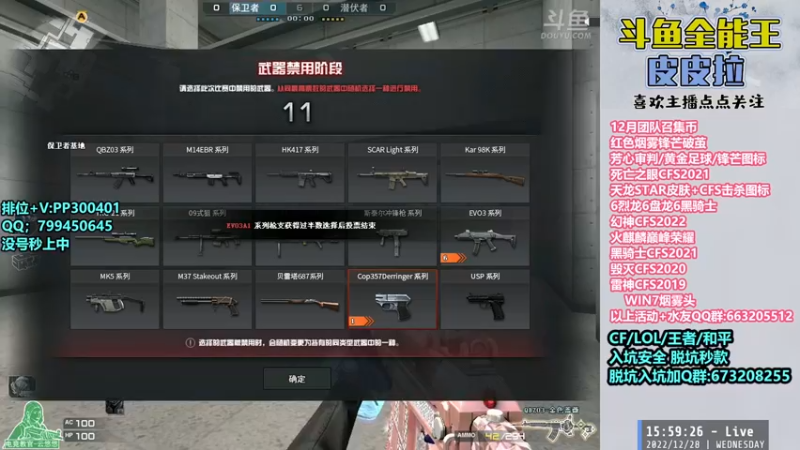 【2022-12-28 15点场】皮皮拉3004O1：皮皮拉:冲击枪王之王前十！