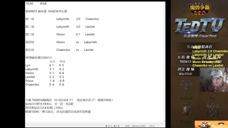 【TED出品】WSB循环赛 Moon vs Labyrinth 全场抓着打