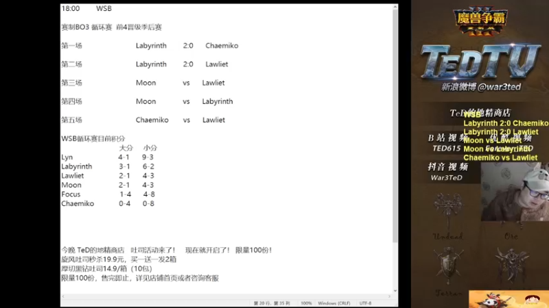 【TED出品】WSB循环赛 Moon vs Lawliet 足智多谋