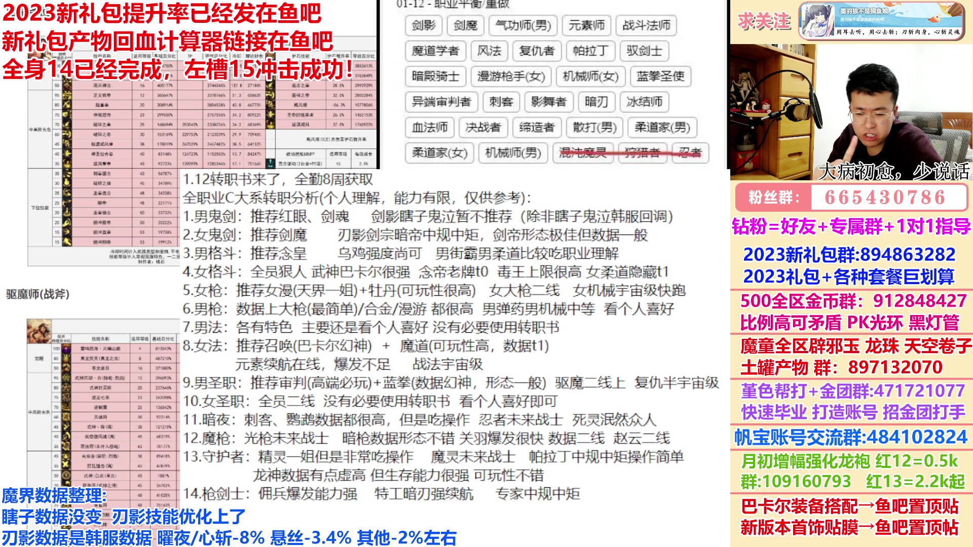 【2023-01-06 00点场】墨羽狼不是摸鱼娘：转职书石锤!全职业转职推荐分析！