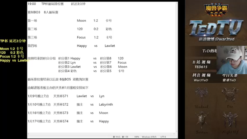 【TED出品】TP杯循环积分赛 Happy vs Lawliet