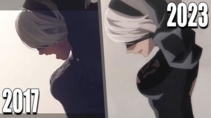 《尼尔：机械纪元》动画版第1集 _ 动画 vs 游戏 _ 相同片段对比