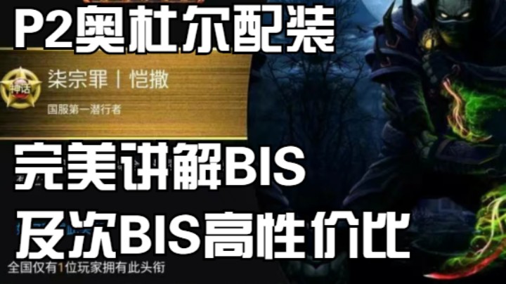 P2刺杀贼奥杜尔配装完美讲解BIS及次BIS高性价比