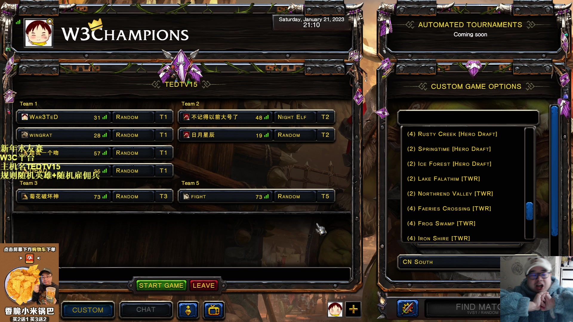 【2023-01-21 20点场】War3TeD：【直播中】7点欢乐水友赛~新年快乐哦