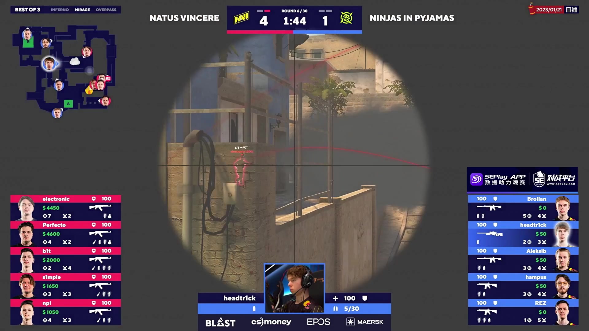 【2023-01-21 20点场】CSGO百岁三：BLAST春季赛 NAVI vs NIP