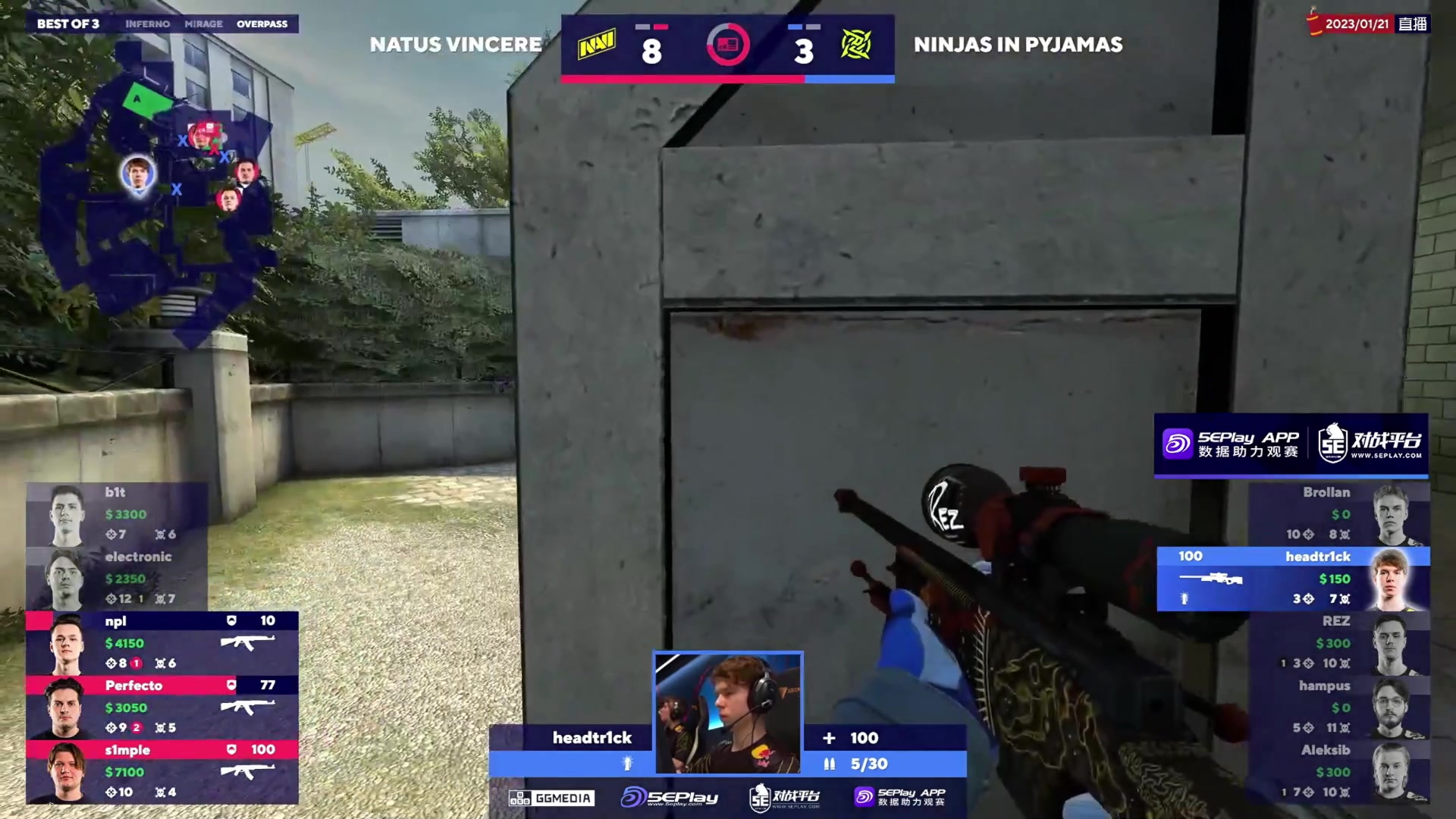 【2023-01-21 22点场】CSGO百岁三：BLAST春季赛 EG vs 小蜜蜂
