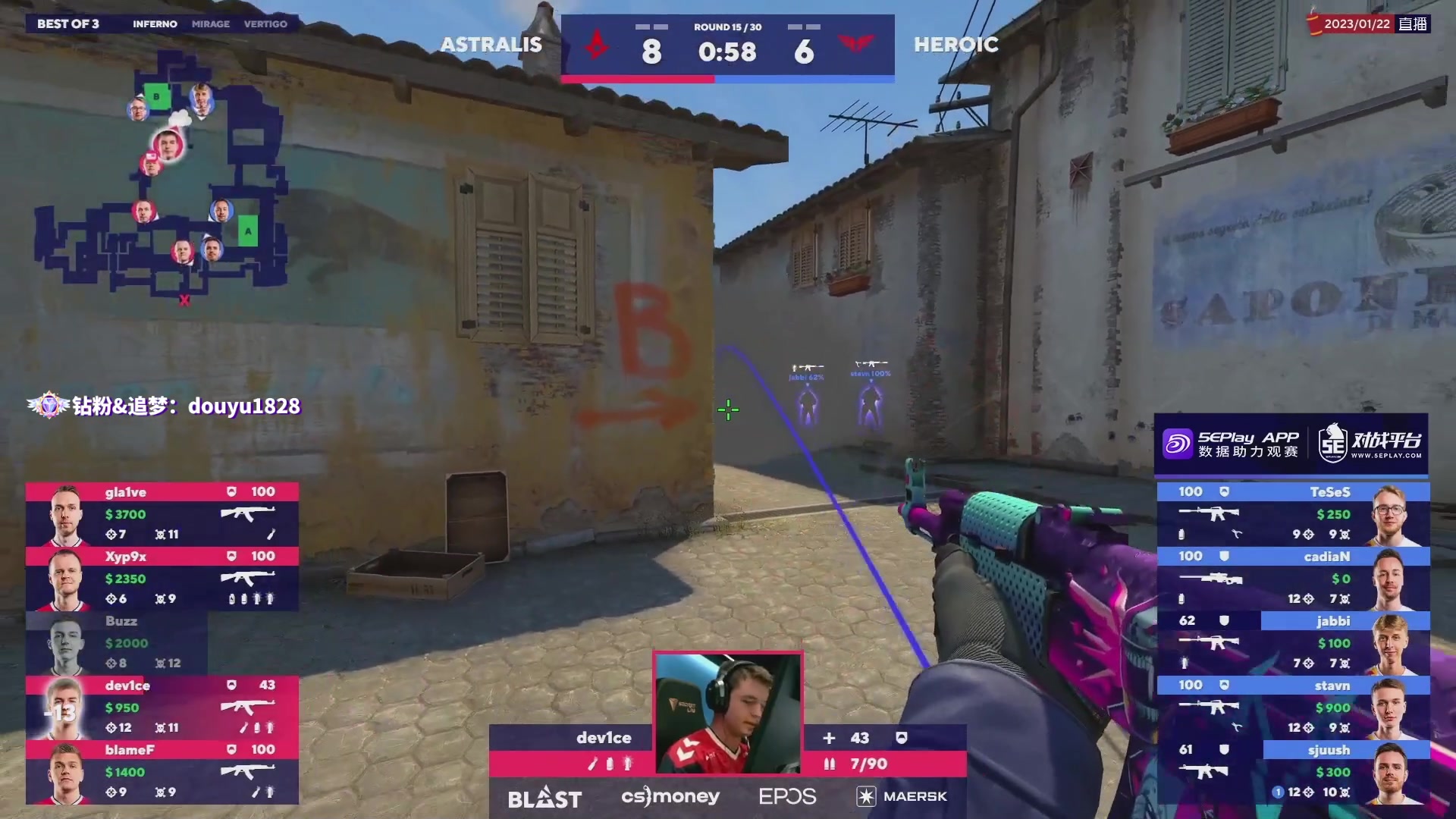 【2023-01-22 02点场】CSGO百岁三：双倍 兔年快乐 A队 vs X队