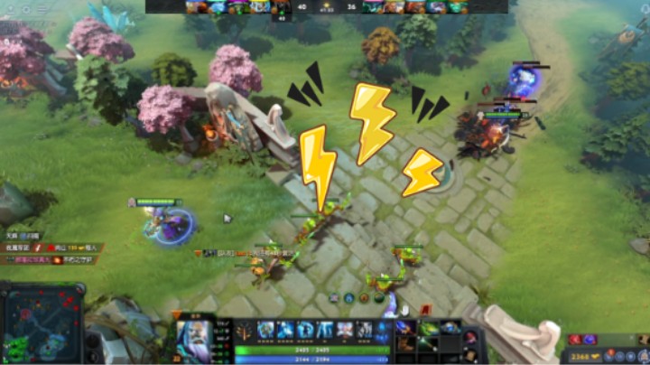 美滋滋DOTA2中单宙斯打到了快一小时翻盘了竟然哈哈哈，这输出好狠