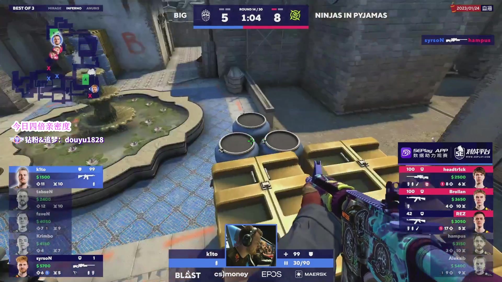【2023-01-24 03点场】CSGO百岁三：钻石双倍 兔年快乐 BIG vs NIP