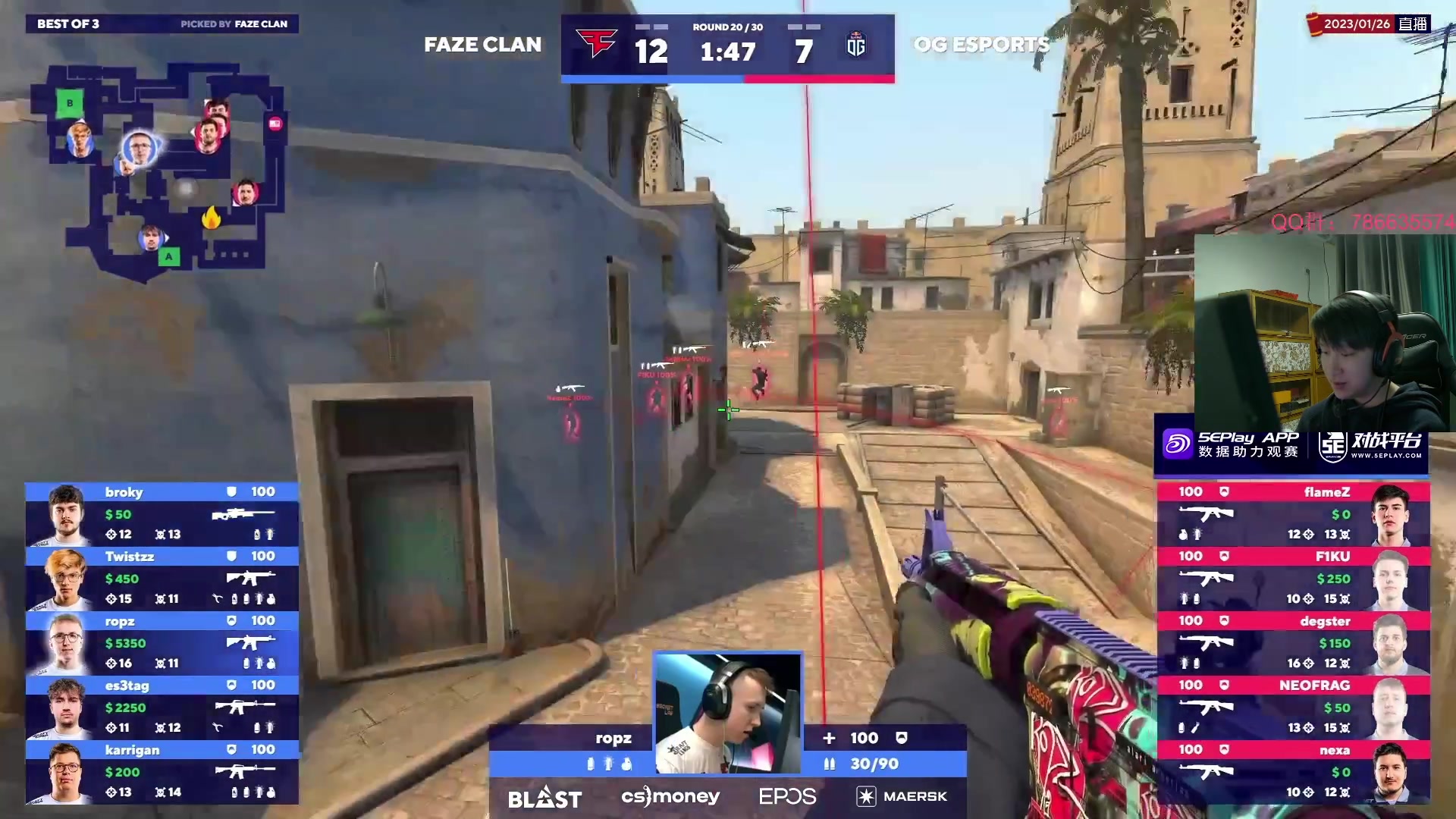 【2023-01-26 22点场】Karsamzing苏弟：22点BLAST FAZE-OG