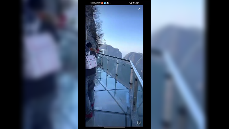 在张家界走玻璃栈道，有人害怕有人很轻松