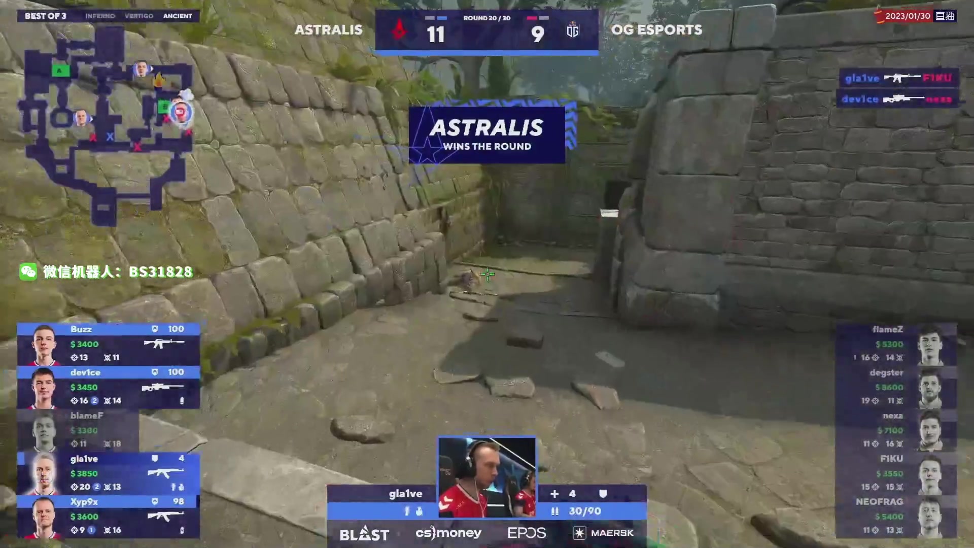【2023-01-30 05点场】CSGO百岁三：直播 OG vs Astralis