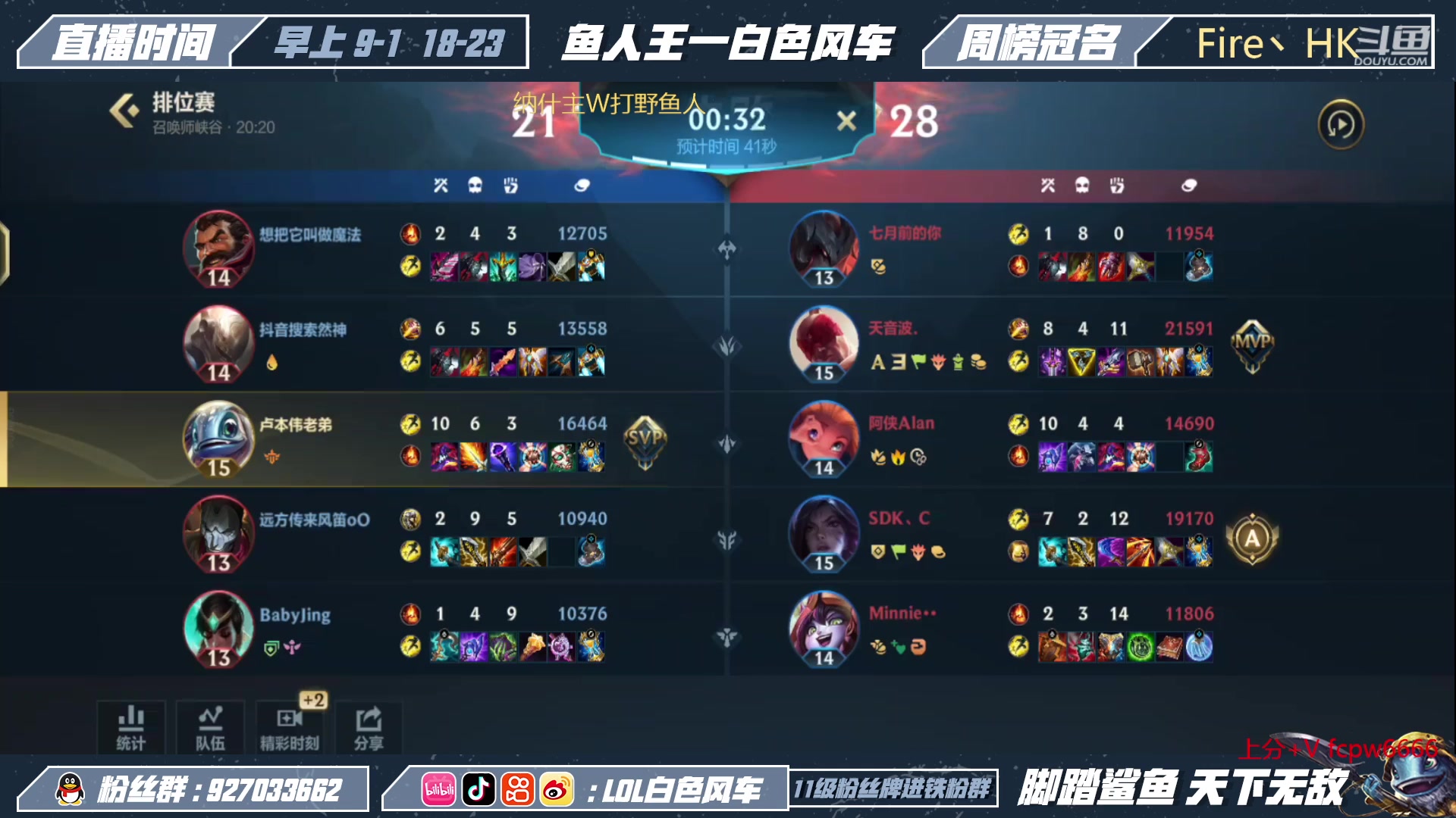 【2023-02-04 19点场】白色风车丶丶丶丶：国一小鱼人 峡谷之巅第二 千分传说