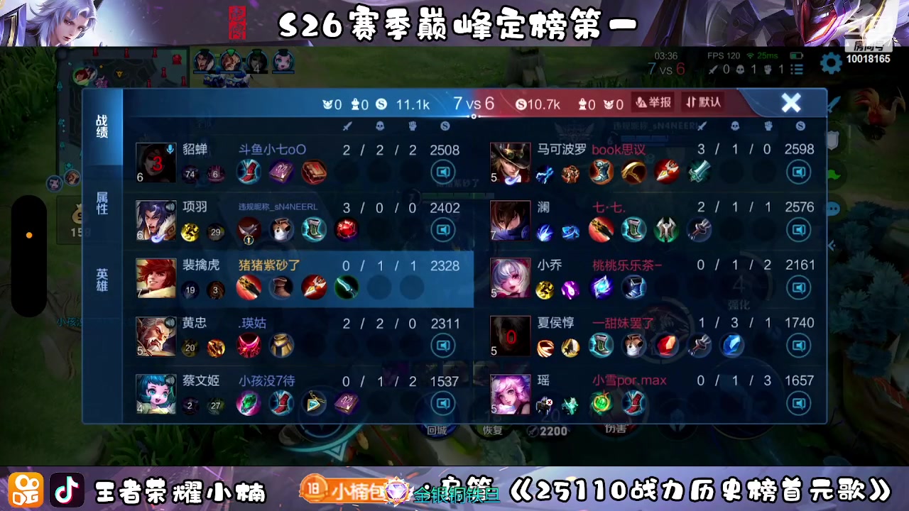 【2023-02-06 00点场】小楠ouo：冲巅峰第一 10018165