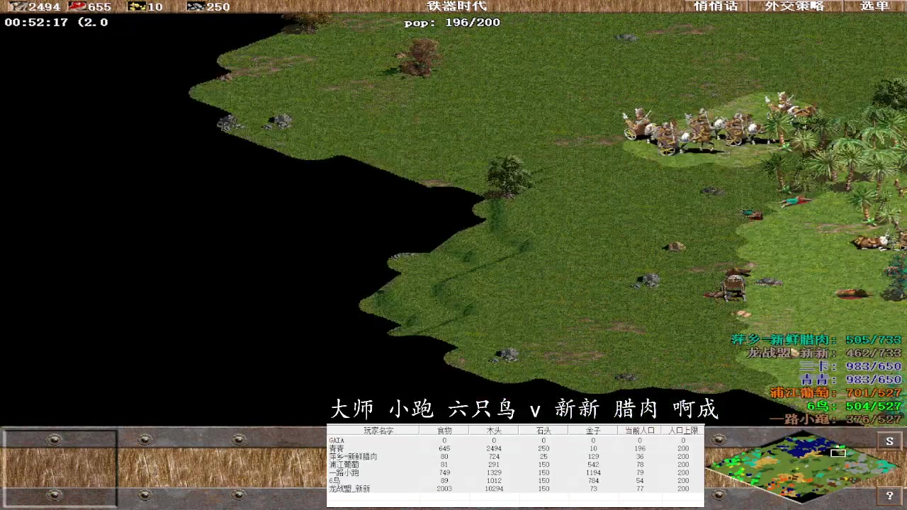 大师 小跑 六只鸟 0v3 新新 腊肉 啊成