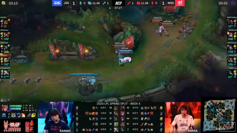 2023LPL春季赛 猴子闪现大招开团好秀把皮城执法官蔚击杀