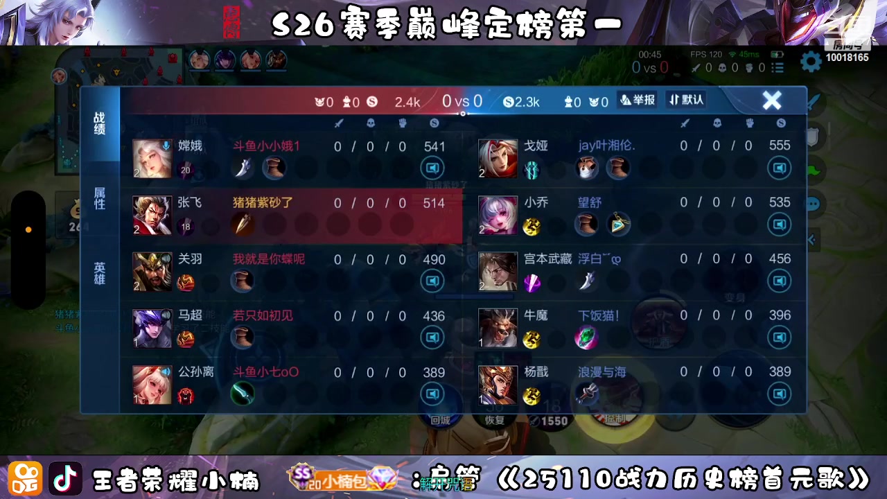 【2023-02-13 00点场】小楠ouo：冲巅峰第一 10018165