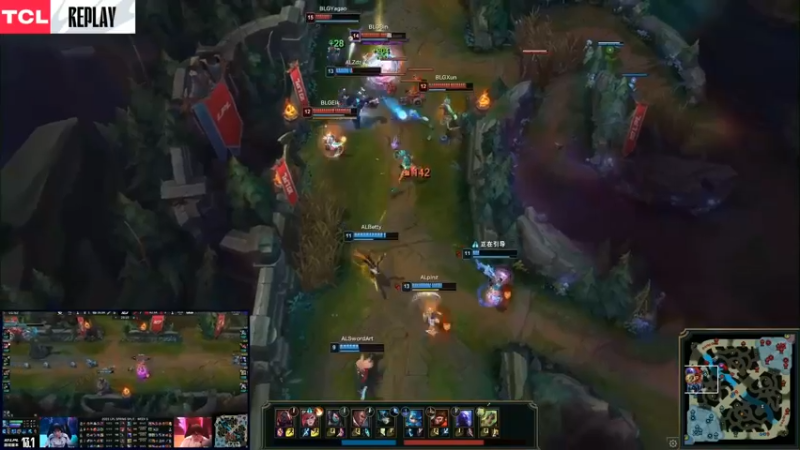 2023LPL春季赛 BLG下路推二塔，势不可挡，瑞兹伤害高