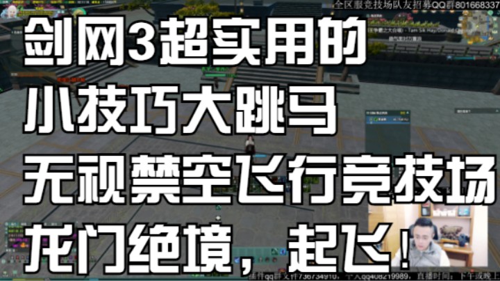 剑网3超实用的小技巧大跳马无视禁空飞行竞技场龙门绝境，起飞！