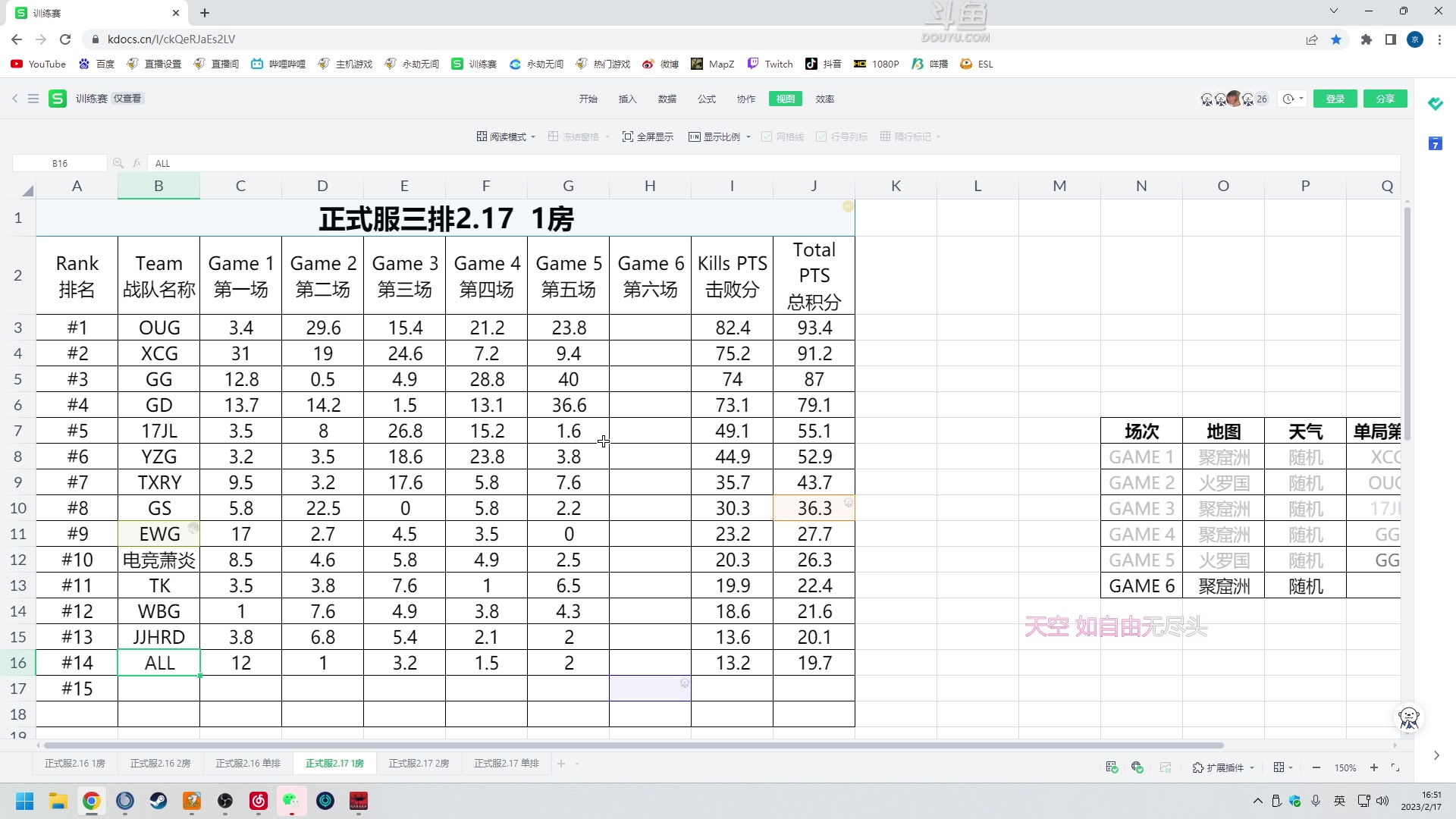 【2023-02-17 16点场】解说嘟师傅：【嘟师傅】线上解说女神杯