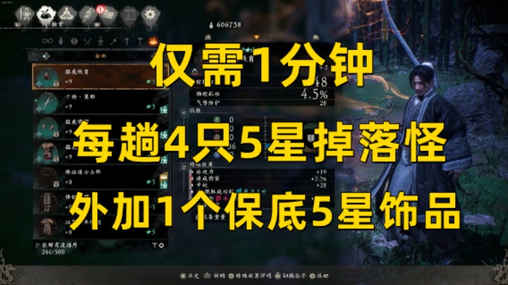 【卧龙】1分钟 每趟4只5星掉落怪 外加保底5星饰品
