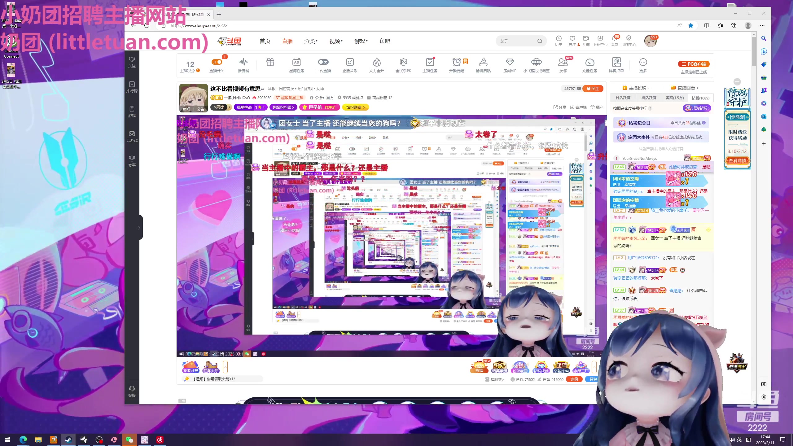 【2023-03-11 17点场】一条小团团OvO：这不比看视频有意思~