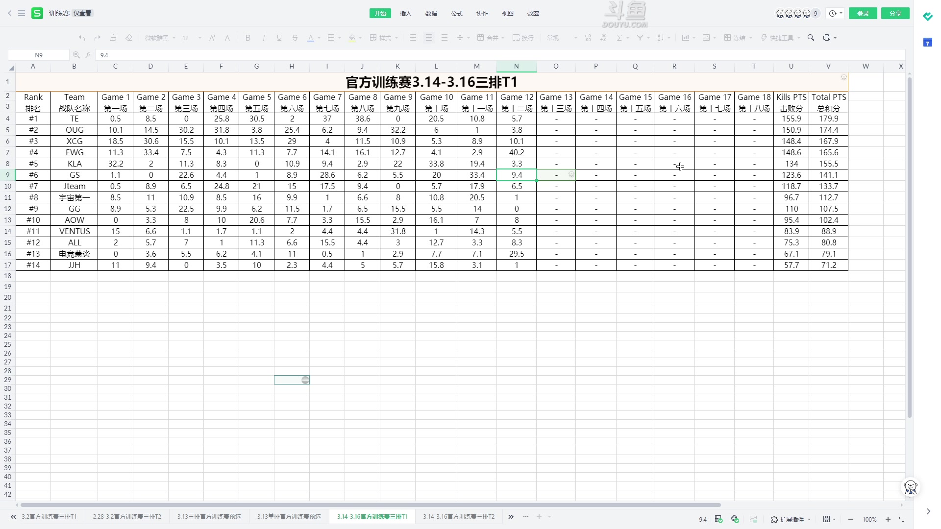 【2023-03-16 13点场】解说嘟师傅：官方训练赛T1