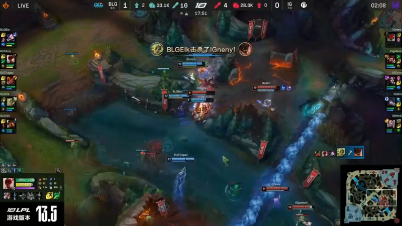 2023LPL春季赛BLG的凯南大招一开伤害高