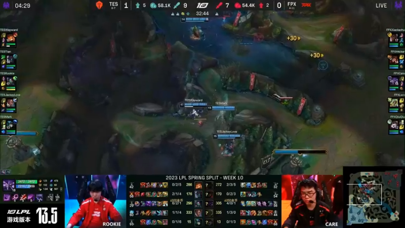 2023LPL春季赛TES在大龙失误被卡萨丁打怕了